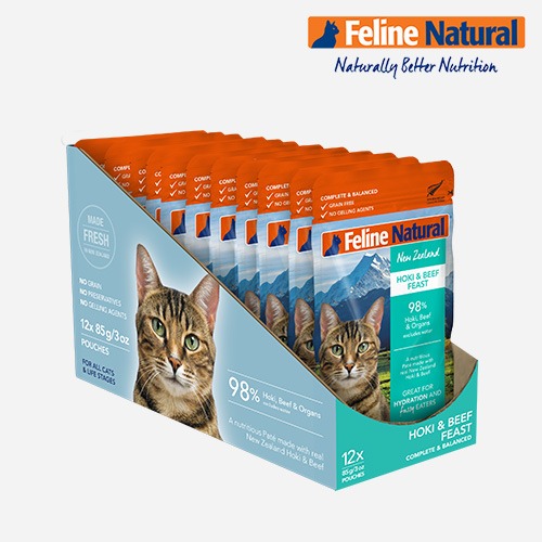 K9 Feline 케이나인 고양이 간식 습식사료 파우치 호키&amp;비프 12개입 (1box)