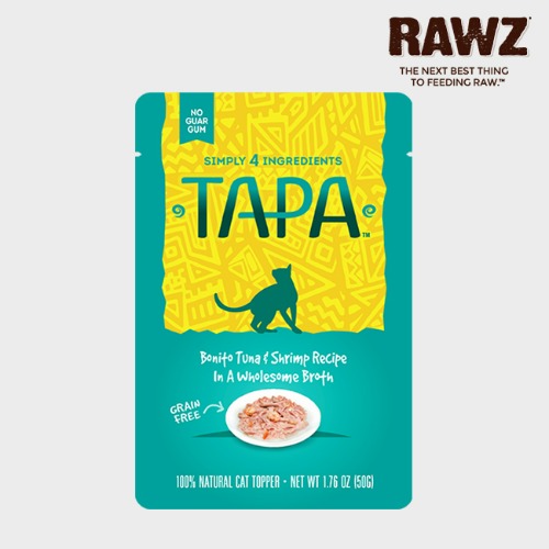 로우즈 타파 참치 새우 사시 파우치 50g RAWZ 고양이 주식 습식 간식 사료