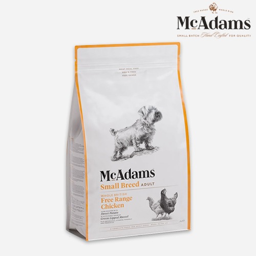 맥아담스 강아지 사료 방목 치킨 닭고기 소형견용 사료 2kg 오븐베이크 전연령