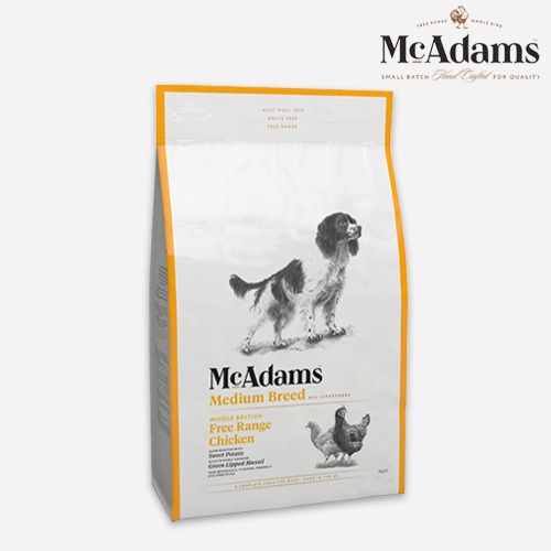 맥아담스 강아지 사료 방목 치킨 닭고기 중형견용 사료 10kg 오븐베이크 전연령