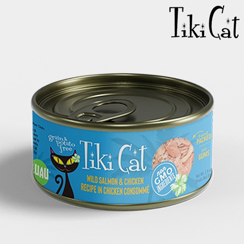 티키캣 고양이 캣 캔 루아우 연어&amp;치킨 80g 살몬 닭고기 습식 사료 주식캔 간식