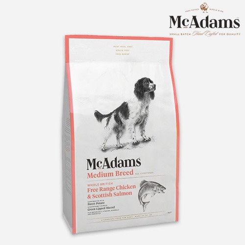 맥아담스 강아지 사료 방목 치킨&amp;연어 중형견용 사료 10kg 닭고기 살몬 오븐베이크 전연령