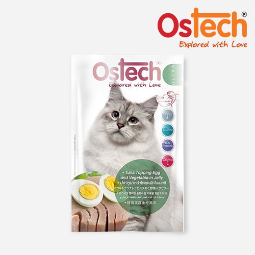 [5+1]오스테크 고양이 간식 울트라 젤리 파우치 참치 토핑 계란과 야채 70g 악마의간식 습식 사료