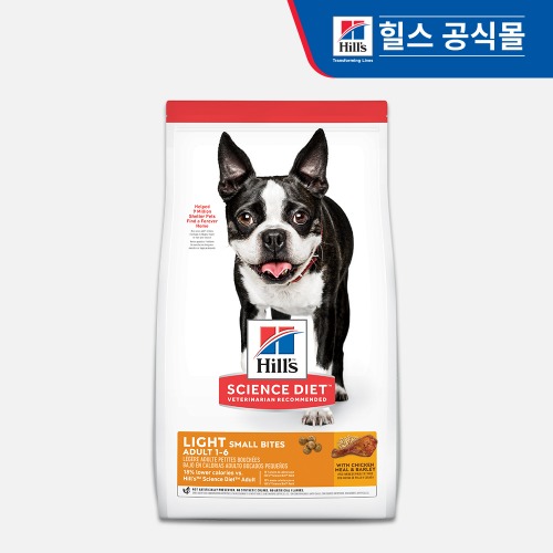 힐스 독 사이언스다이어트 강아지 사료 어덜트 스몰바이트 라이트 치킨 6.8kg 다이어트 건식사료