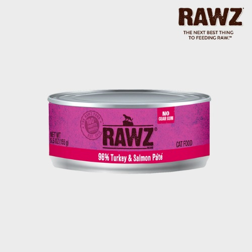 로우즈 캣 캔 96% 칠면조 연어 파테 156g RAWZ 고양이 주식 습식 간식 사료