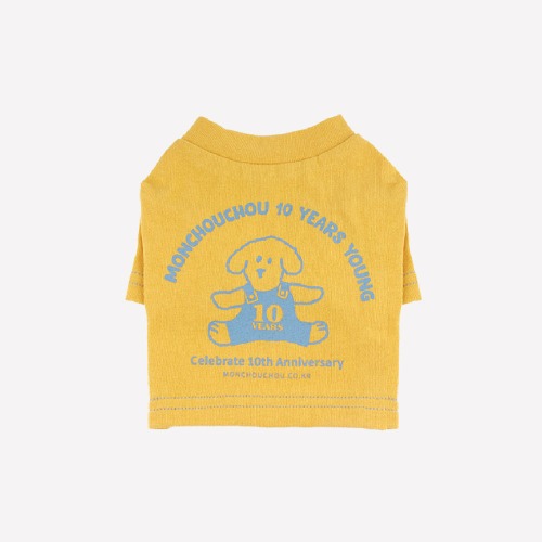 몽슈슈 10th 애니벌서리 크롭 탑 옐로우 강아지 옷 티셔츠