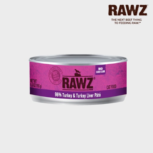 로우즈 캣 캔 96% 칠면조&amp;칠면조 간 파테 85g RAWZ 고양이 주식 습식 간식 사료