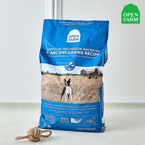 오픈팜 강아지 사료 에이션트 그레인 독 흰살생선 피쉬 9.97kg 키블 건식사료