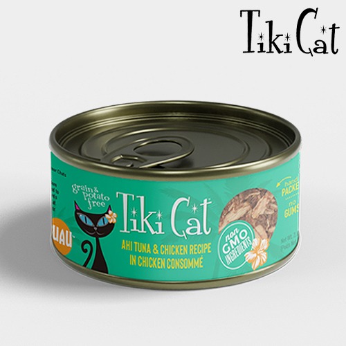 티키캣 고양이 캣 캔 루아우 참치&amp;치킨 80g 튜나 닭고기 습식 사료 주식캔 간식