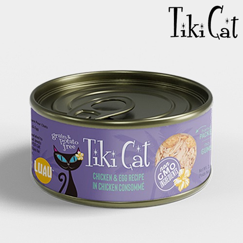 티키캣 고양이 캣 캔 루아우 치킨&amp;에그 80g 닭고기 달걀 습식 사료 주식캔 간식