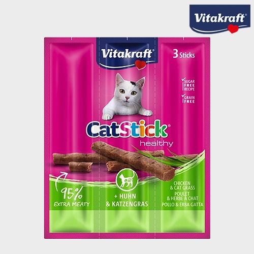 비타크래프트 캣스틱 치킨&amp;캣그라스 6g 3개입 그레인프리 고양이 간식