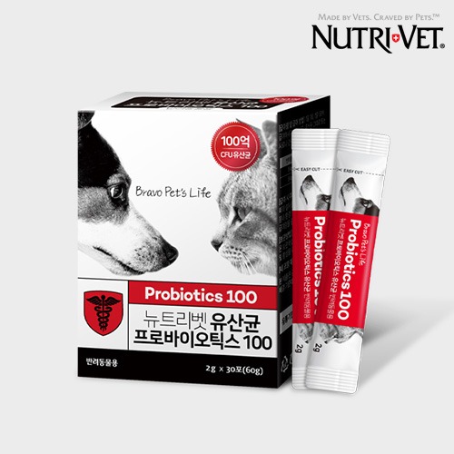 뉴트리벳 강아지 영양제 프로바이오틱스 100억 (분말스틱형/ 30포) 장 건강 소화 관리